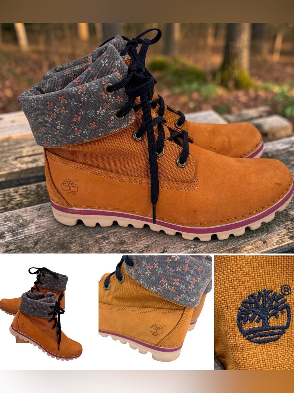Timberland Earthkeepers Brookton Denim Roll Top Boots Sz.8